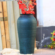 Ceramic Old Vases In The Living Room With Dried Flowers