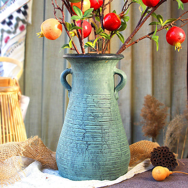 Ceramic Old Vases In The Living Room With Dried Flowers